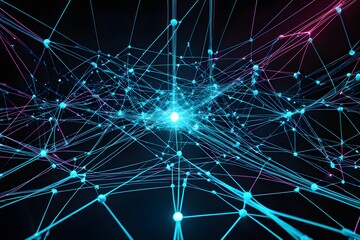 A computer generated image of a network of lines and dots