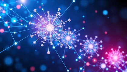 Digital cyberspace with particles and Digital data network connections concept, ai