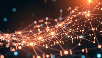 Obraz premium Digital cyberspace with particles and Digital data network connections concept, ai