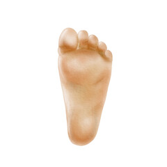 A baby's little foot in watercolor technique.Illustration in realistic style isolated on white background.Clipart for Prematurity day,world children's day,maternity and birth designs.