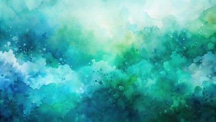 Obraz premium Abstract watercolor background with shades of teal, blue, and green , watercolor, abstract, paint, background, teal