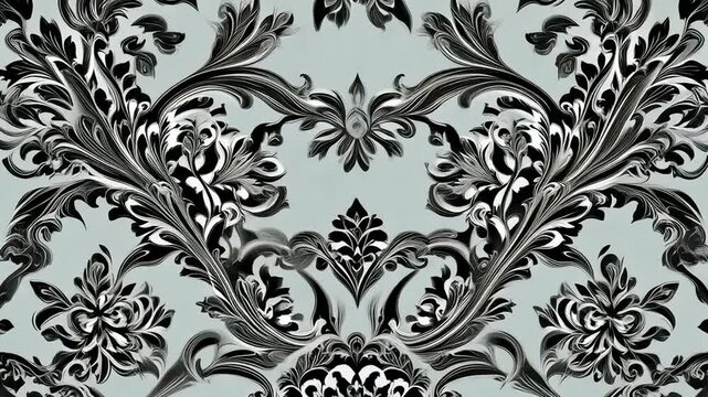 Seamless Abstract Black Ornate Floral Vine Pattern Design Generative AI