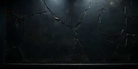 A grunge black wall with a distressed texture, creating a dramatic and edgy atmosphere.