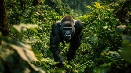 Obraz premium Majestic Gorilla in Lush Jungle