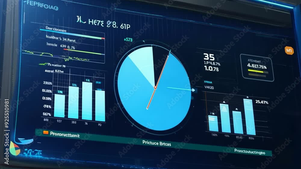 Poster closeup of a digital dashboard showing real-time production metrics generative ai