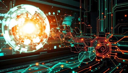circuit board, technology background with innovation tech. concept of  futuristic background of AI technology.