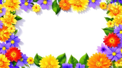 Obraz premium frame made from beautiful flowers with free place for text on a light background 