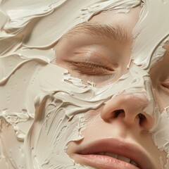White cream texture on women's skin. Generative ai, 