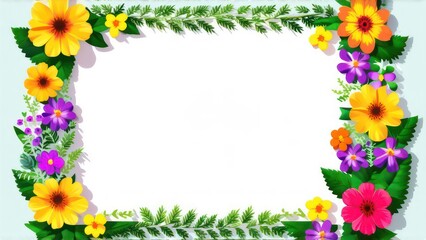 Obraz premium frame made from beautiful flowers with free place for text on a light background 