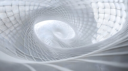 Naklejka premium Abstract white geometric structure with a spiral pattern.