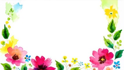 frame made from beautiful flowers with free place for text on a light background 