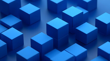 Blue geometric blocks on a blue surface.