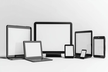 Fototapeta premium Multiple responsive screen and mobile devices mockup created with Generative AI