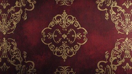 Elegant red and gold damask pattern background design suitable for various decorative applications
