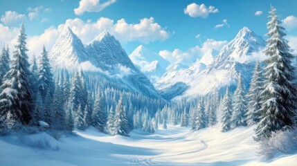 Obraz premium Snowy Mountain Landscape
