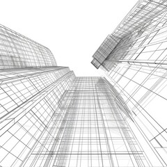 Fototapeta premium Wireframe Architectural background. Generative ai.