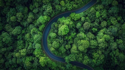 Winding Road Through Lush Forest