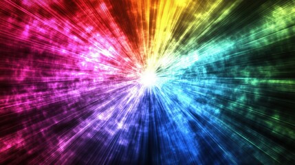 Naklejka premium Colorful light rays burst from a central point, creating a vibrant spectrum effect