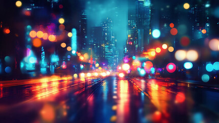 Obraz premium Blue Hues and Violet Streaks in a Futuristic Urban Mirage