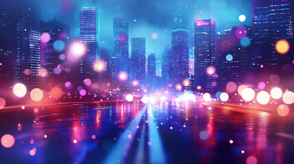 Fototapeta premium Urban Mirage of the Future: Blue Hues and Violet Streaks