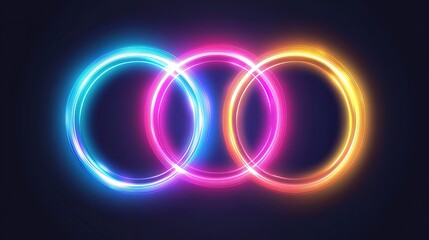 Colorful glowing rings on a dark background representing unity and harmony