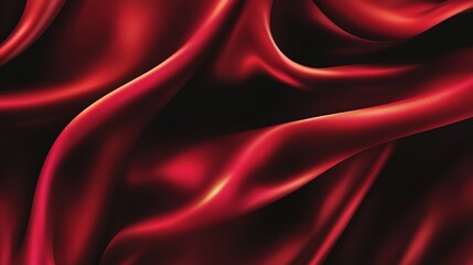 Obraz premium Smooth red silk fabric draped elegantly, showcasing rich texture and deep color under soft lighting