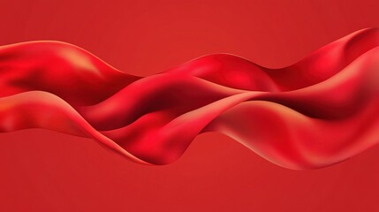 Obraz premium Flowing red fabric drapes gracefully against a vibrant backdrop, showcasing texture and movement