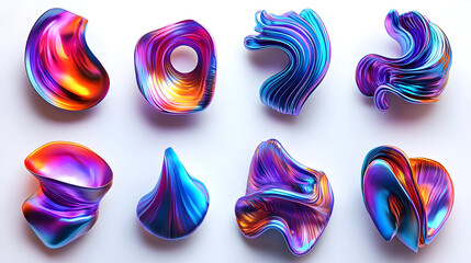 Colorful abstract shapes displaying vibrant gradients and fluid designs.