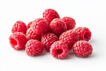 Fresh Raspberries on White Background

