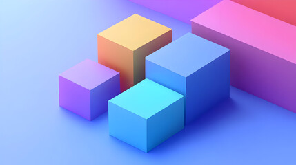 Obraz premium Colorful geometric shapes arranged in a gradient background.