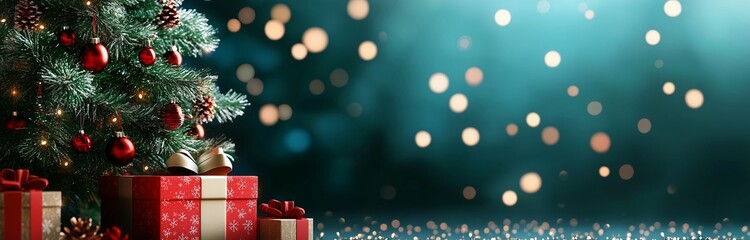 christmas tree with presents for card