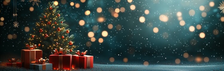 christmas tree with presents for card