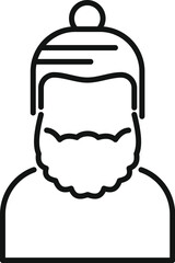 Simple line icon of a man with a beard wearing a winter hat