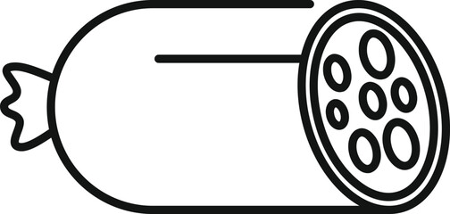 Simple line icon of a sliced sausage, perfect for representing food and cooking