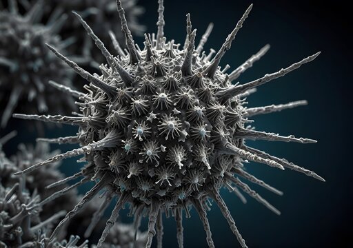 A scanning electron microscope image of a virus