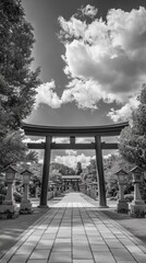 Fototapeta premium Torii Gate Temple Entrance Shinto Religion Spiritual Symbol