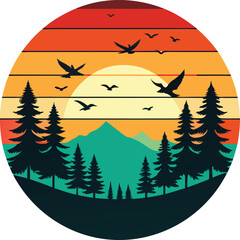 winter landscape with forest logo , icon, element, and template