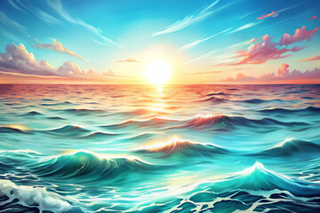 Obraz premium Seascape against the morning sky, background, AI Generation