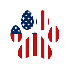 K9 dog paw print with USA flag © ValGraphic