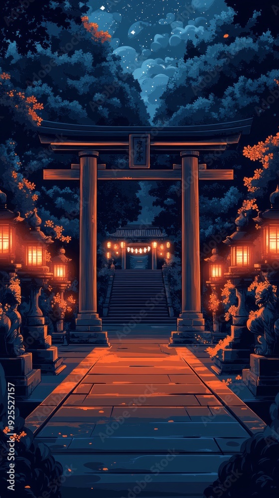 Wall mural Torii Gate Temple Entrance Shinto Religion Spiritual Symbol