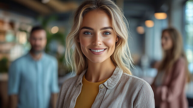 Office workers standing around a desk with a tablet in the center, discussing the latest project updates and deadlines.