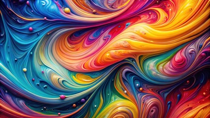 Obraz premium Colorful liquid paint swirling in abstract patterns, abstract, background, vibrant, colorful, paint, liquid, swirl