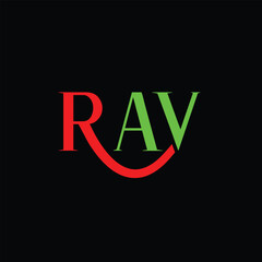 RAV letters creative logo with shield