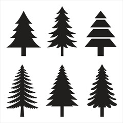 Obraz premium Simple Pine Trees Silhouette vector on white background 