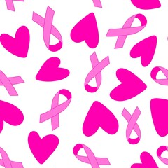 Breast cancer month seamless pink ribbon day mammogram pattern