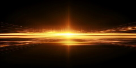 Streaks of golden light particles zooming across a dark backdrop, ideal for creating high-energy visuals or modern digital art projects