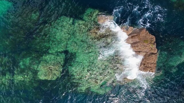 Aerial Drone View of Cudden Point, Penzance, Cornwall, England, Bird eye views on the Landscape and the Coast