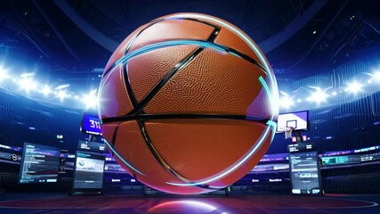 Futuristic Basketball in a High-Tech Sports Arena Generative AI - Powered by Adobe