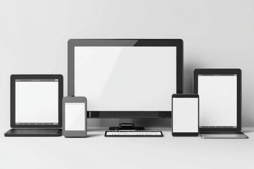 Multiple responsive screen and mobile devices mockup created with Generative AI