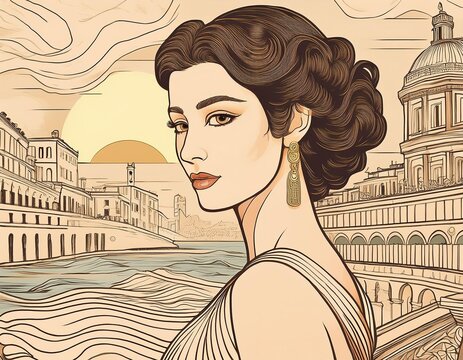 20s style pin up girl illustration, AI generated